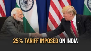 Trump Modi with trade graph and dollar symbol 